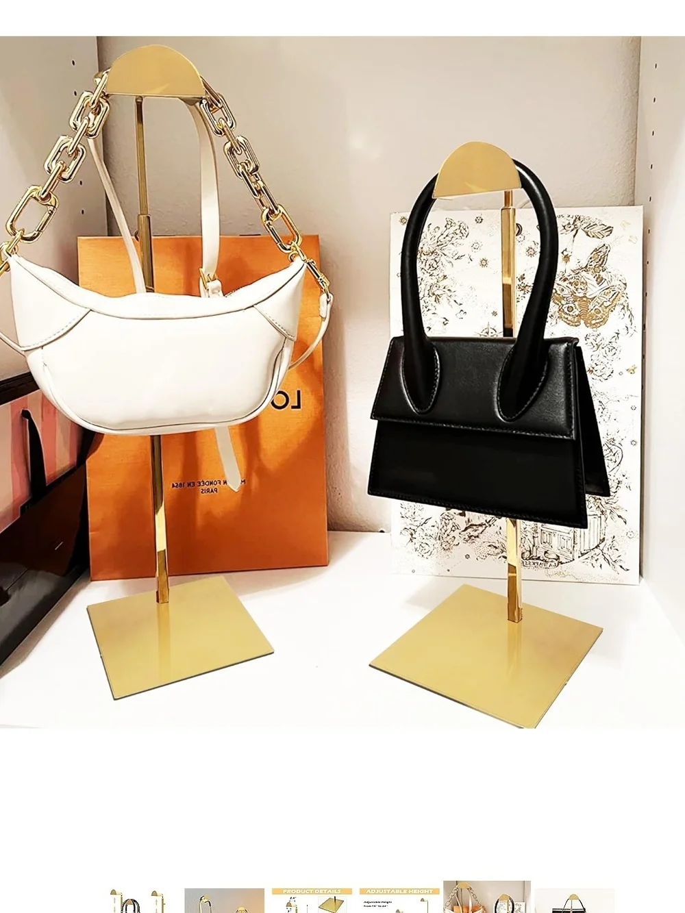 Purse Or Bag Stand In Gold Color For Display Selling Posh